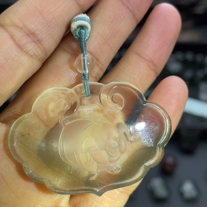 未镶嵌颈饰水晶绿幽灵小猪定制