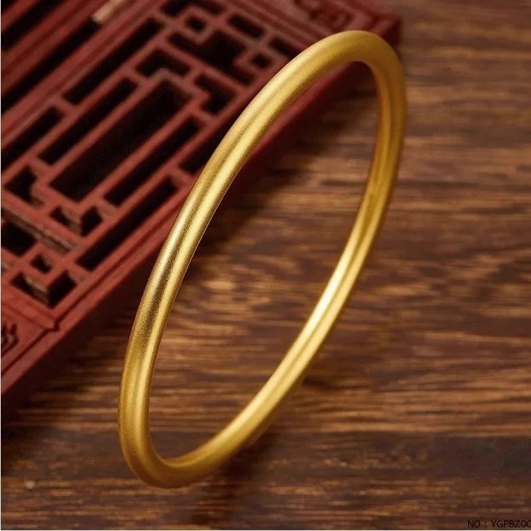 钛钢手镯 古法传承手镯女镀18k金色拉丝素圈手环不掉色手环简约