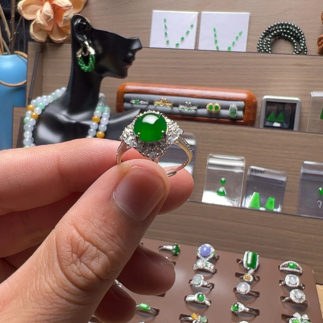 翡翠银S925镶嵌戒指