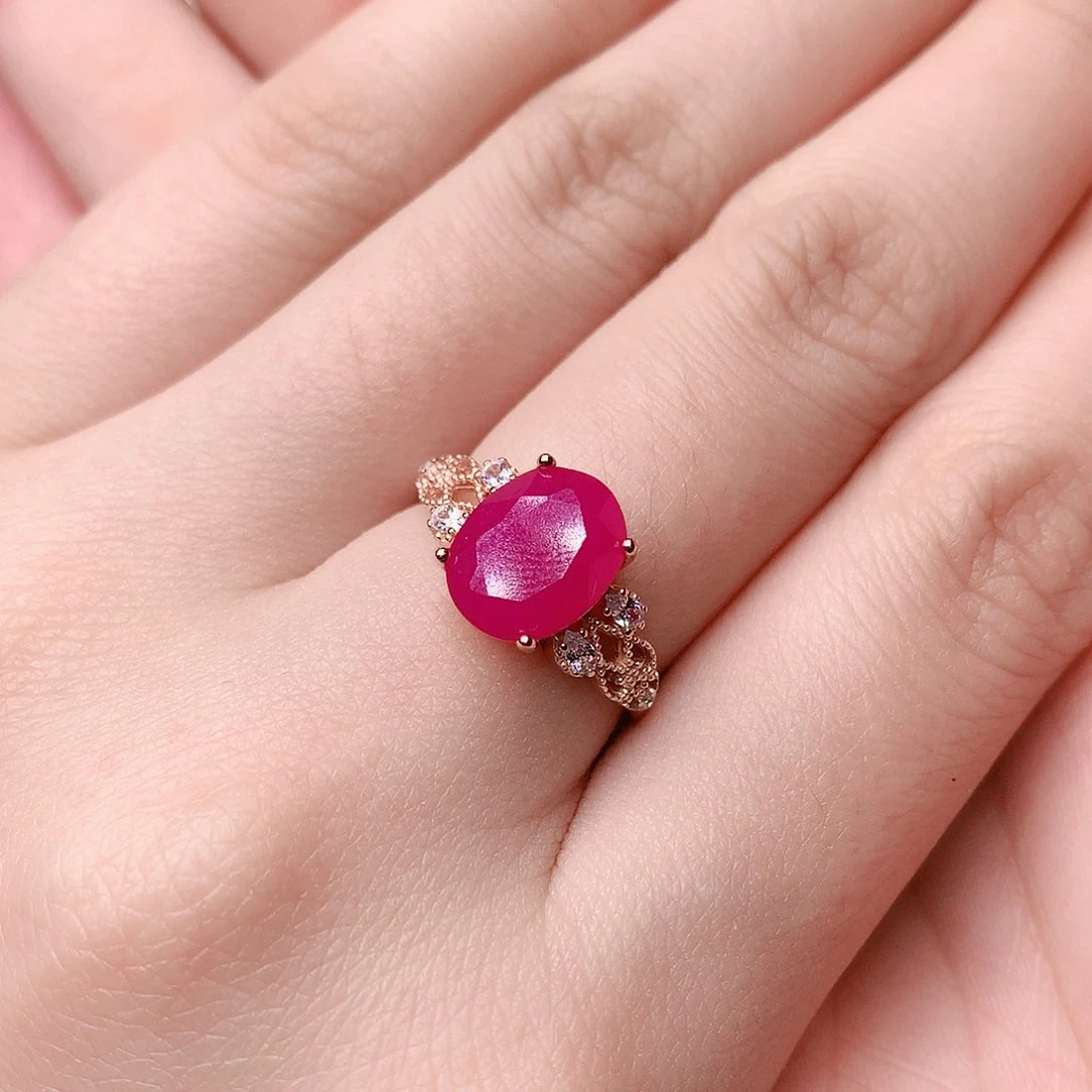 红宝石戒指银S925镶嵌