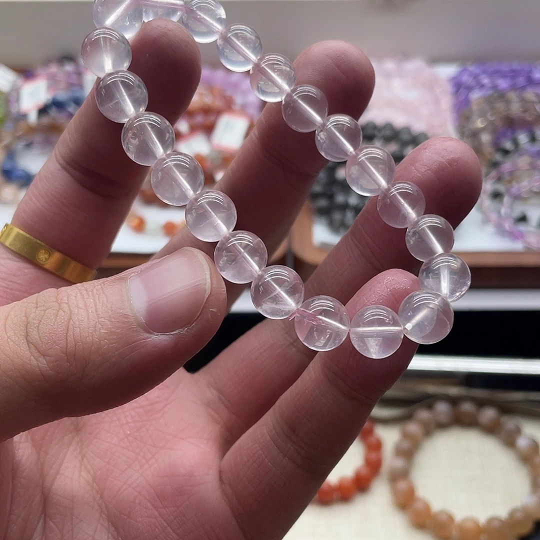 水晶手链未镶嵌9mm加粉水晶手串