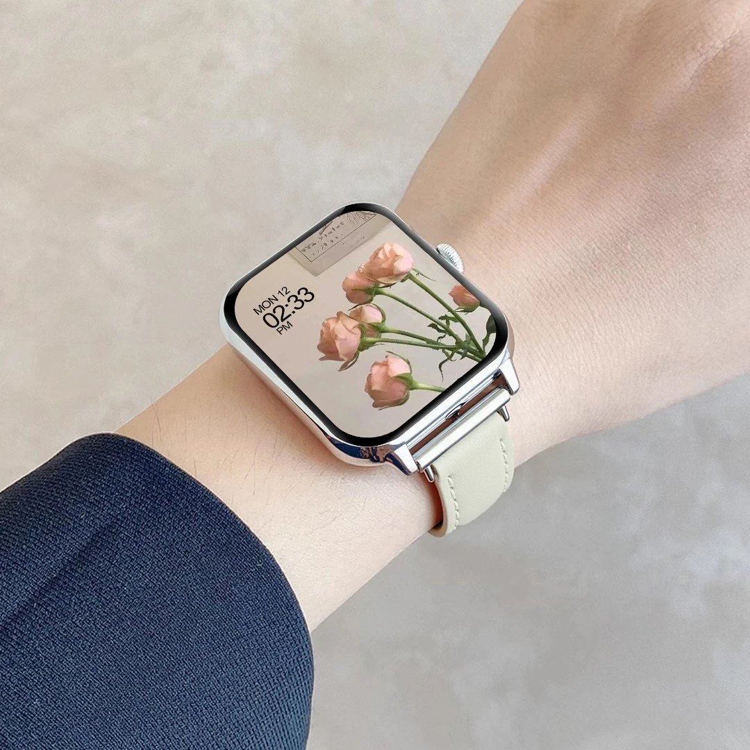 时尚智能手表女款2025小羊皮心率血压蓝牙电话多功能NFC运动手环