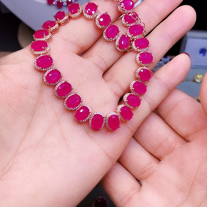 红宝石银S925镶嵌颈饰