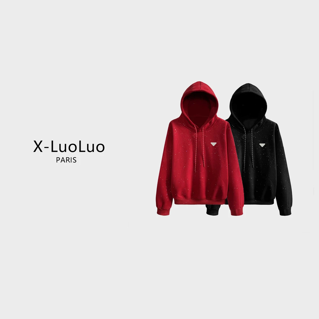 【X-LuoLuo洛洛】66202#CSIN高奢时尚连帽亮片情侣卫衣2025秋上衣