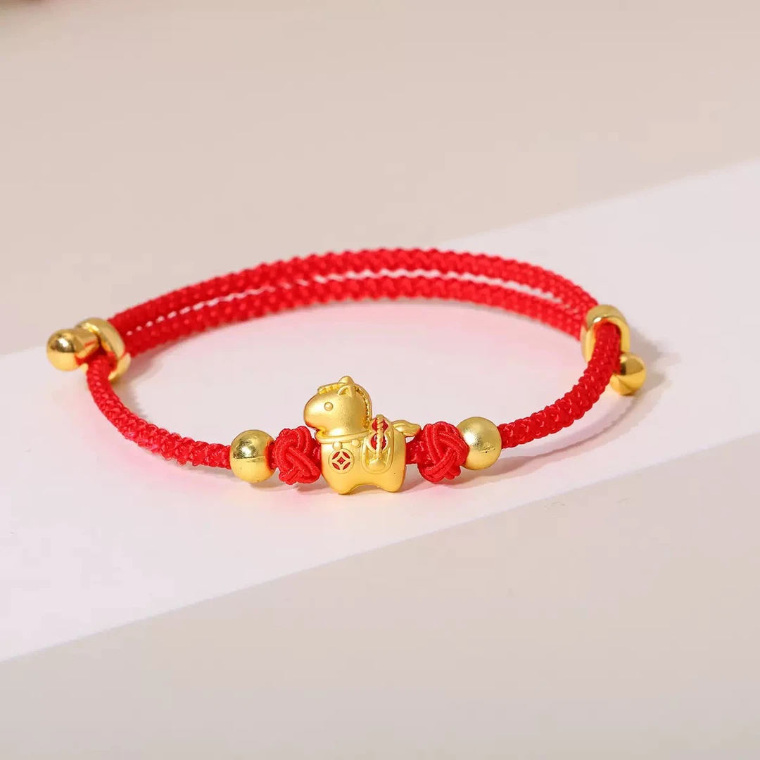 铜合金手链 红绳生肖马手链 百搭可爱本命年礼物编织编绳