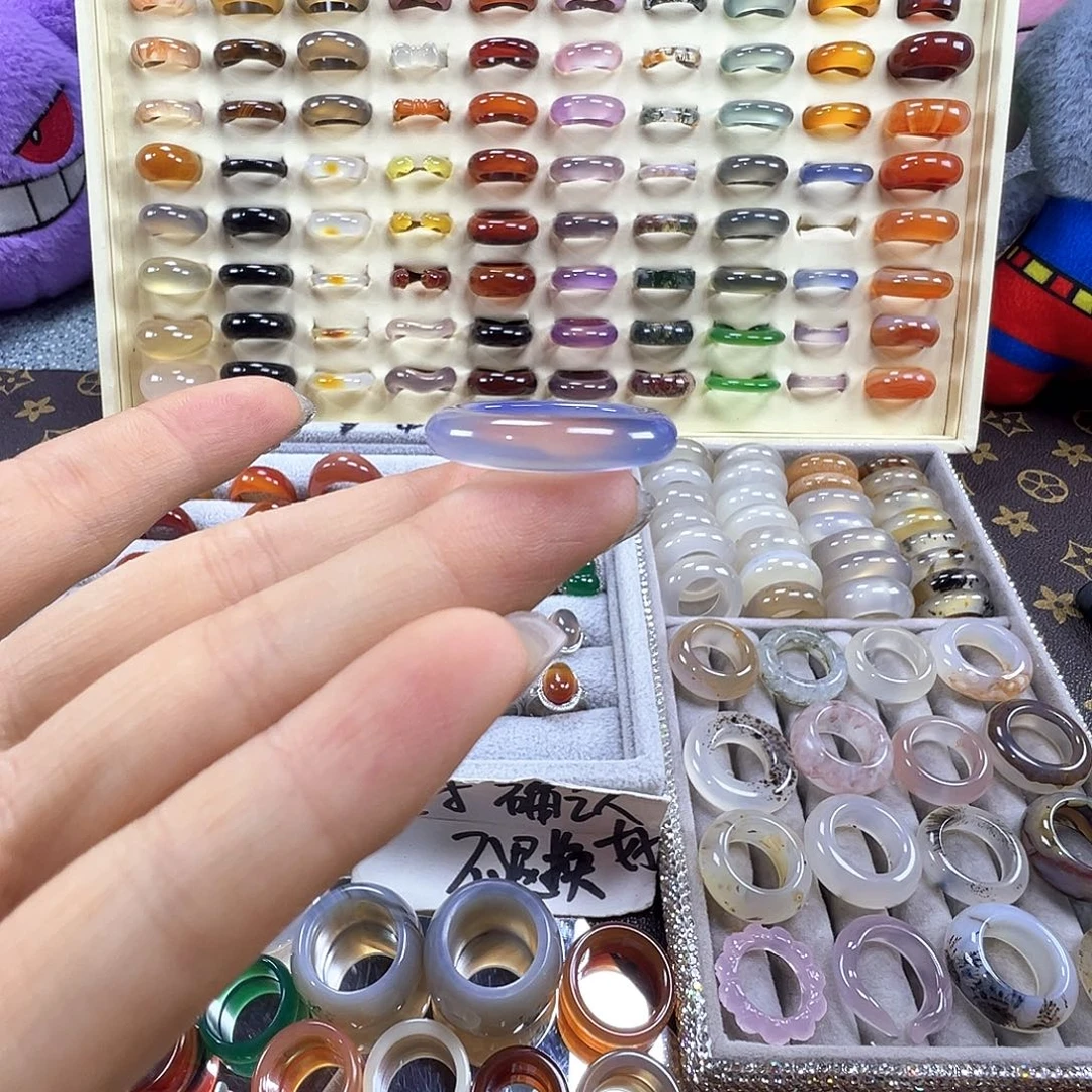 玛瑙/玉髓未镶嵌戒指B15不退换19港20