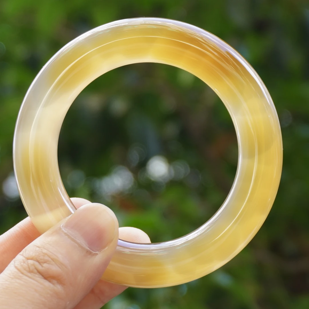 【阳琈珠宝】天然原矿玛瑙手镯大胖圆甜甜圈/圈口53/编号298