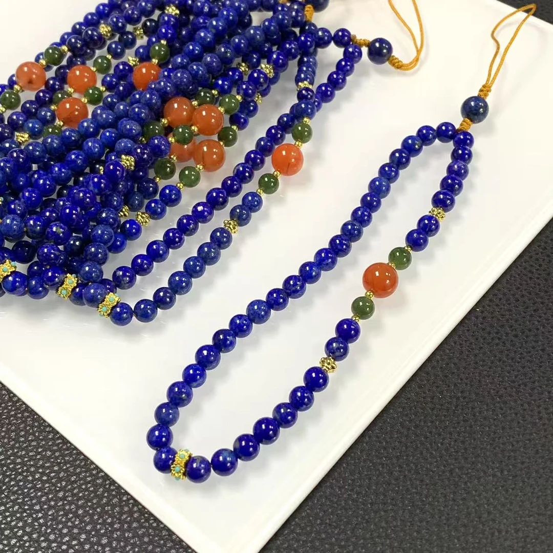 「戴琴珠宝」DQ636-青金石6mm左右手机挂（多样性发其一）