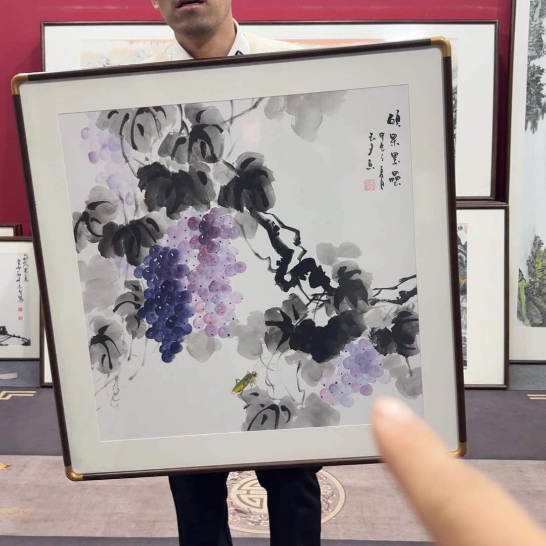 国画手绘作品带框80/80