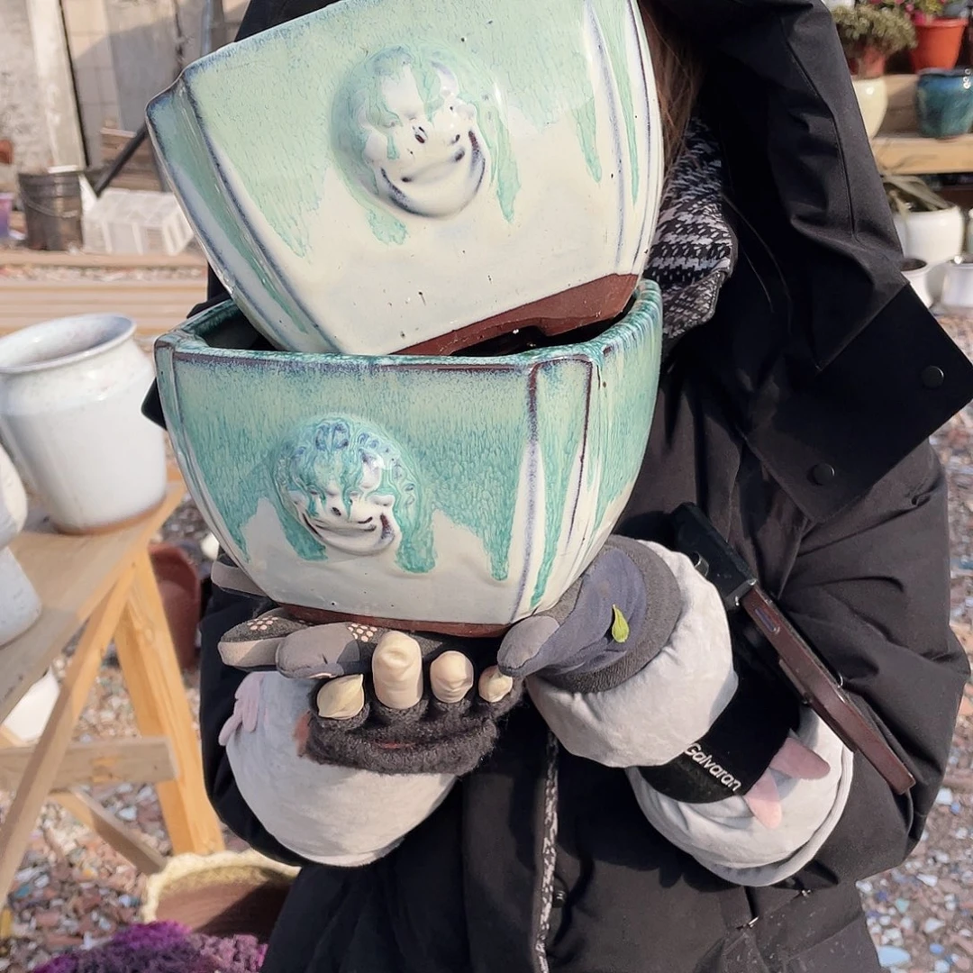 红陶王嫂花盆0207-方人