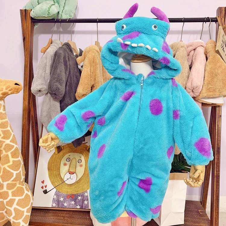 毛怪苏利文网红婴儿服可爱宝宝动物造型衣服恐龙连衣睡衣秋冬装