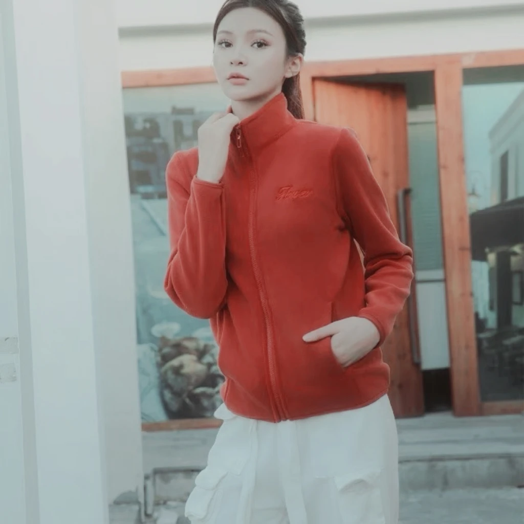 6802女士立领拉链款加厚显瘦修身防风无痕美绒衣外套