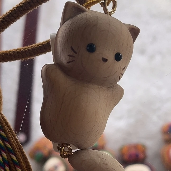 榉木吊坠猫咪挂件