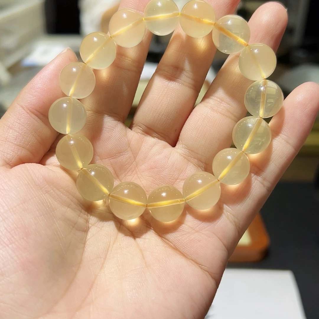 水晶手链未镶嵌13毫米全净体黄水晶13号