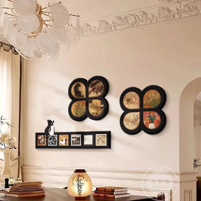 中古风餐厅装饰画饭厅背景墙餐桌小众艺术客厅壁画沙发三联841