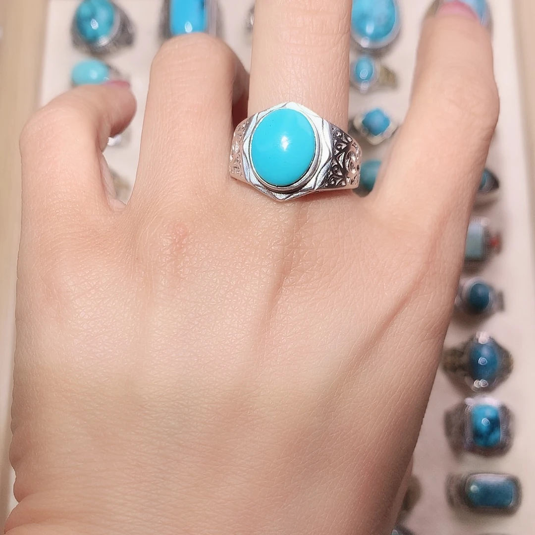 绿松石银S925镶嵌戒指