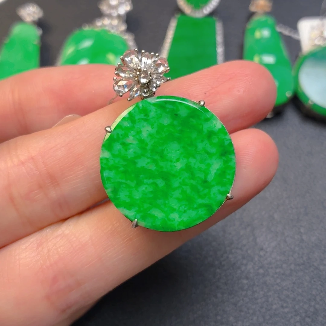 翡翠银S925镶嵌吊坠(不含链)