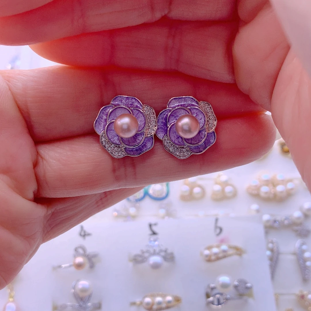 淡水珍珠耳饰合金