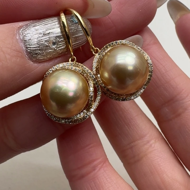 海水珍珠耳饰银S925镶嵌