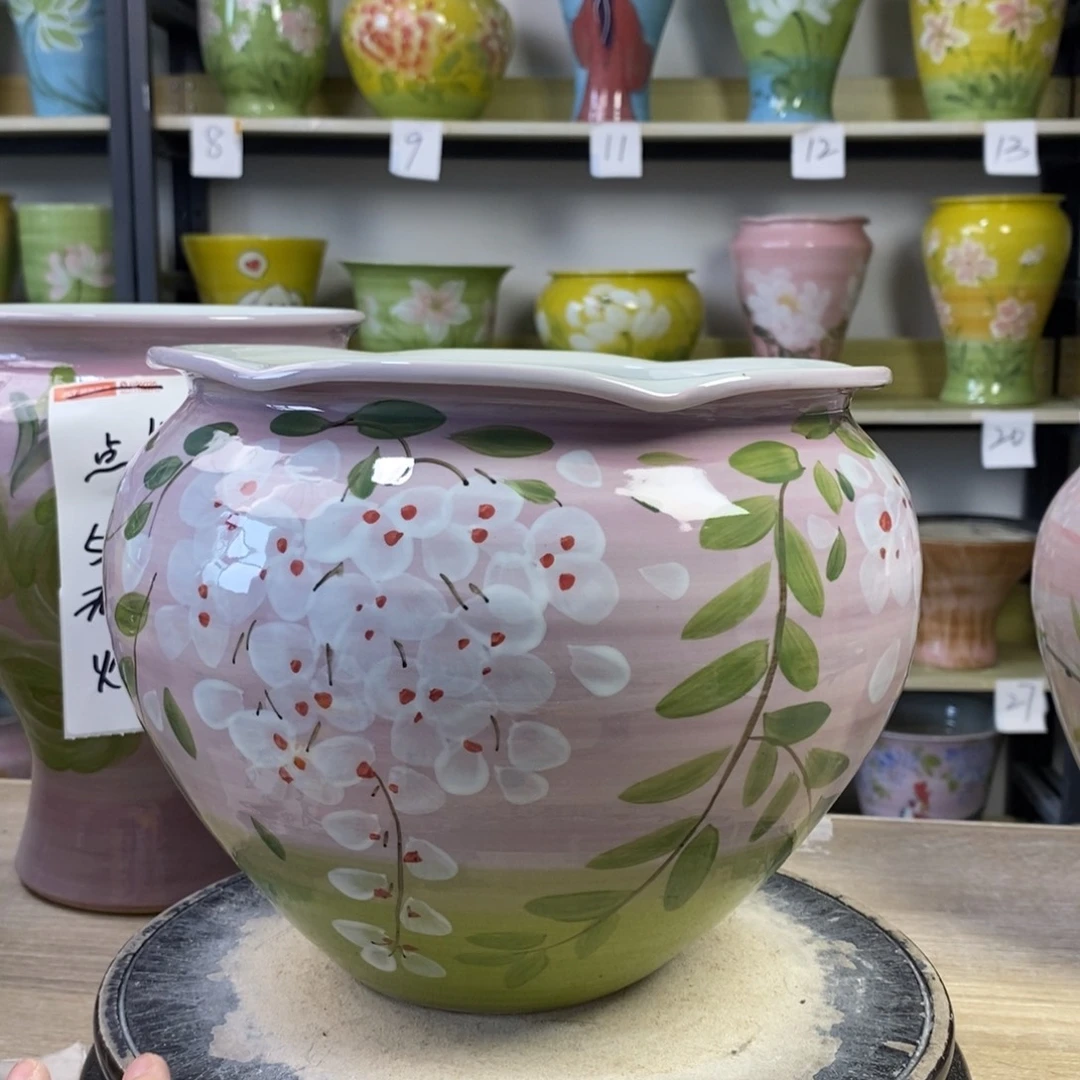 景德镇手工手绘陶瓷花盆