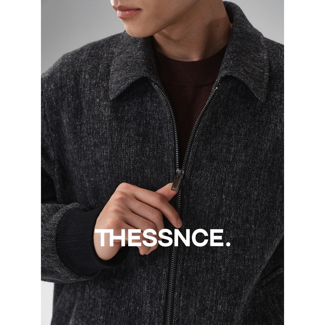 静奢臻品色织花纱肌理复古老钱感男士冬季羊毛混纺夹克厚外套