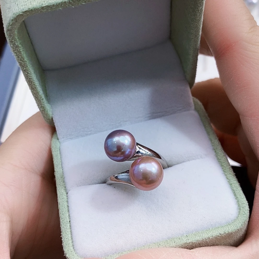 淡水珍珠特价极光戒指银S925镶嵌