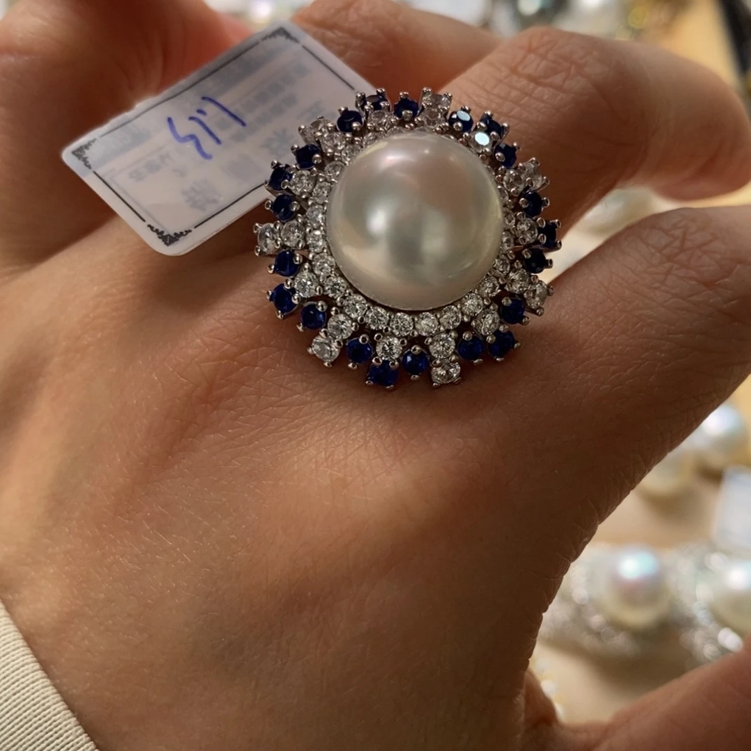 海水珍珠戒指银S925镶嵌