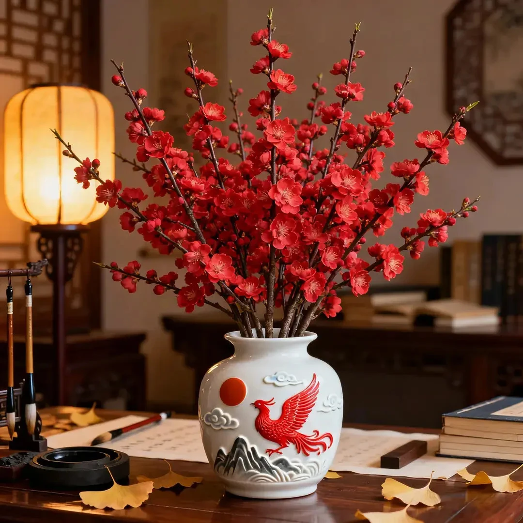 【带花苞】鲜枝水培桃枝浓香红梅绿梅遇水开花耐寒年宵花卉