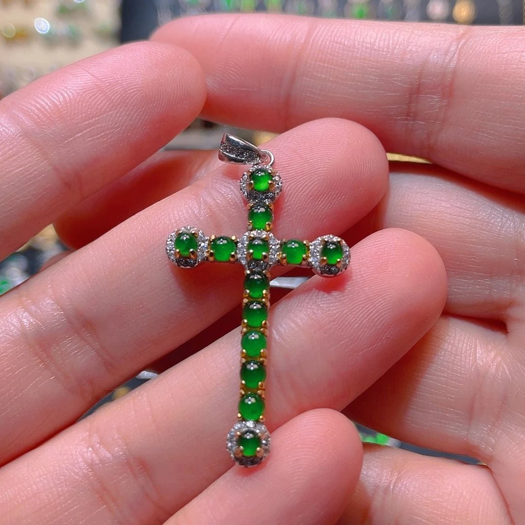 翡翠银S925镶嵌吊坠(不含链)