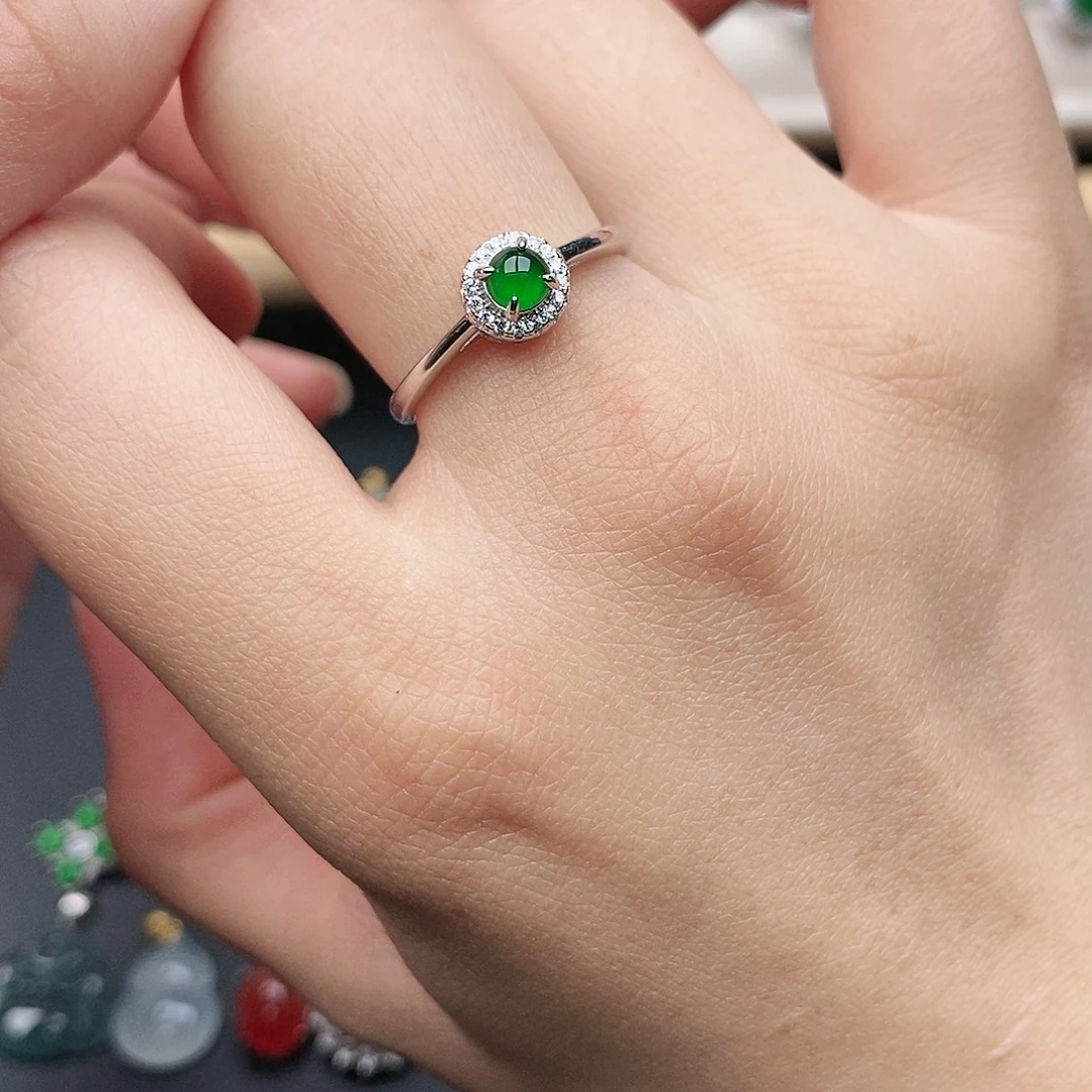 翡翠银S925镶嵌戒指