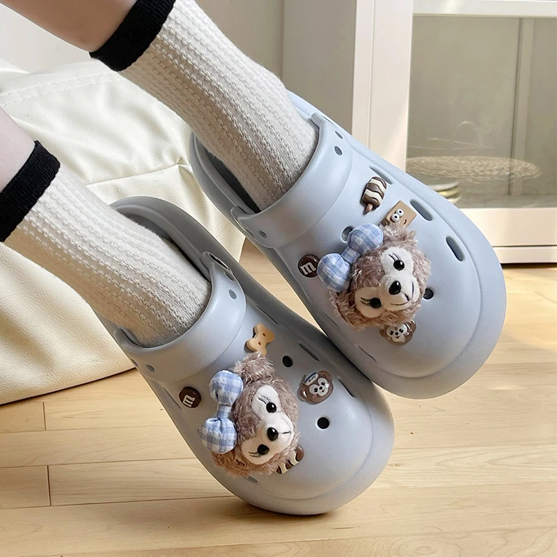 可爱卡通雪莉玫洞洞鞋女夏季新款外穿厚底踩屎感防滑透气凉拖鞋潮