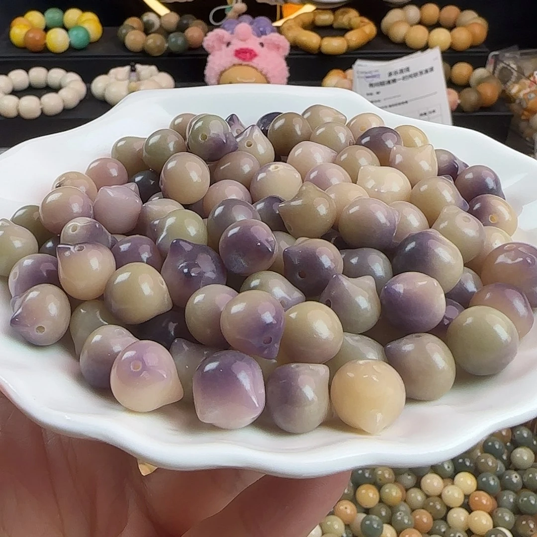 菩提根/象牙果手串卡11-12紫色飘花猫头20卡牌➕10备珠