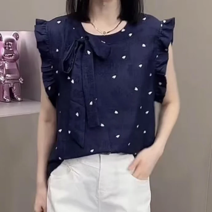 新款大码百搭2025夏季显瘦设计感洋气百搭飞飞袖上衣/33126