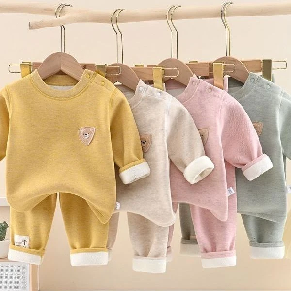 宝宝保暖衣套装加绒一体绒加厚冬季保暖内衣婴儿贴身秋衣护肚睡衣