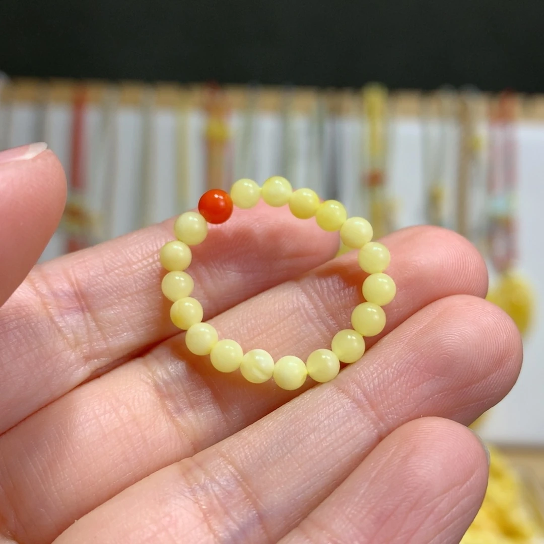 蜜蜡未镶嵌裸石特价戒指3.7mm