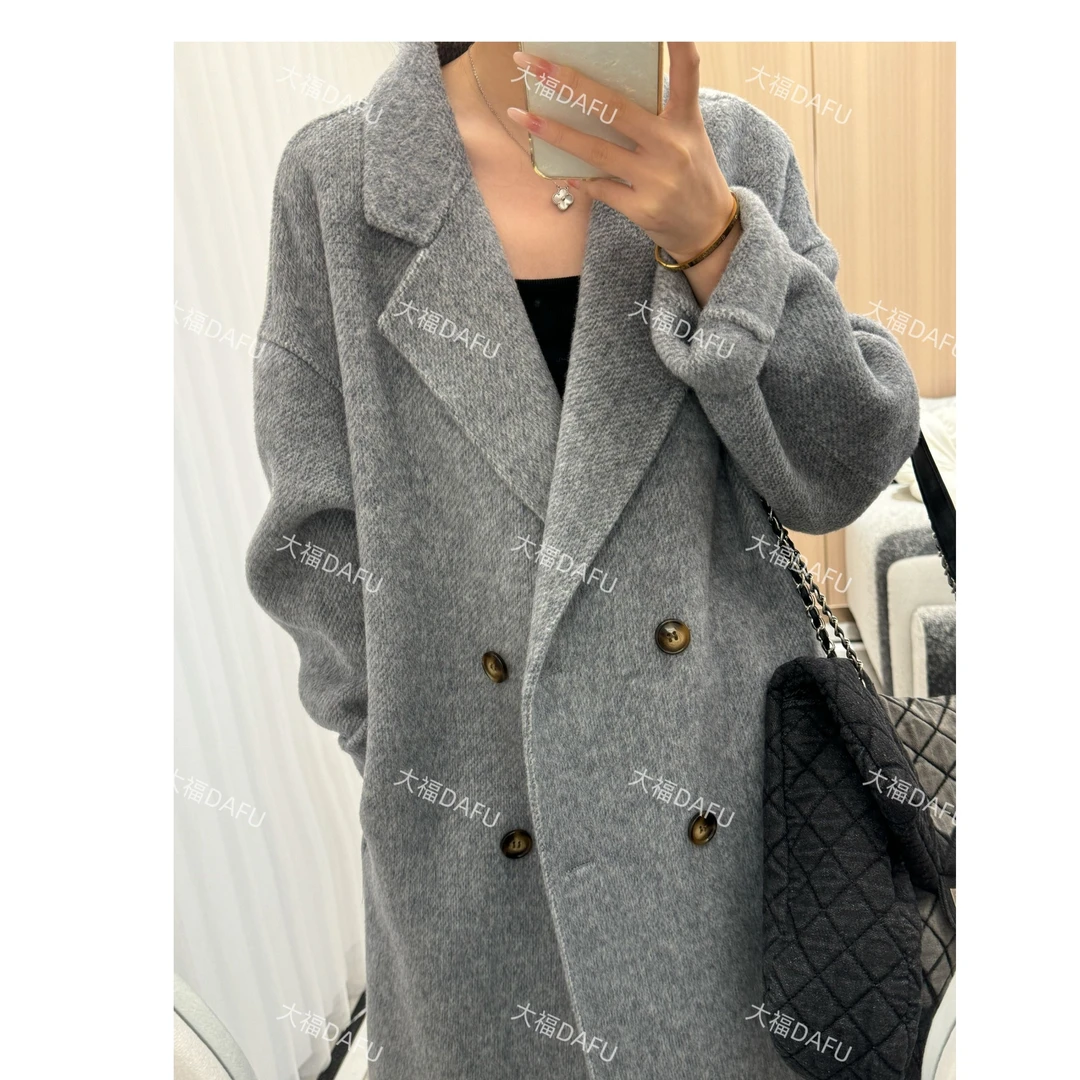 【继承者】肌理感羊毛大衣冬季四粒扣毛感双面呢长款羊毛大衣