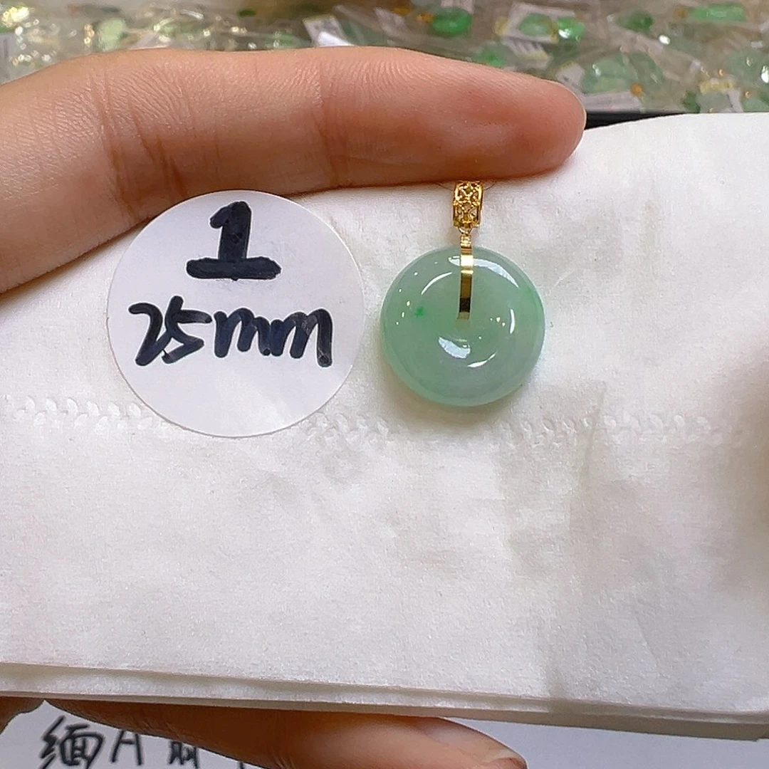 翡翠18K金镶嵌吊坠(不含链)翡翠