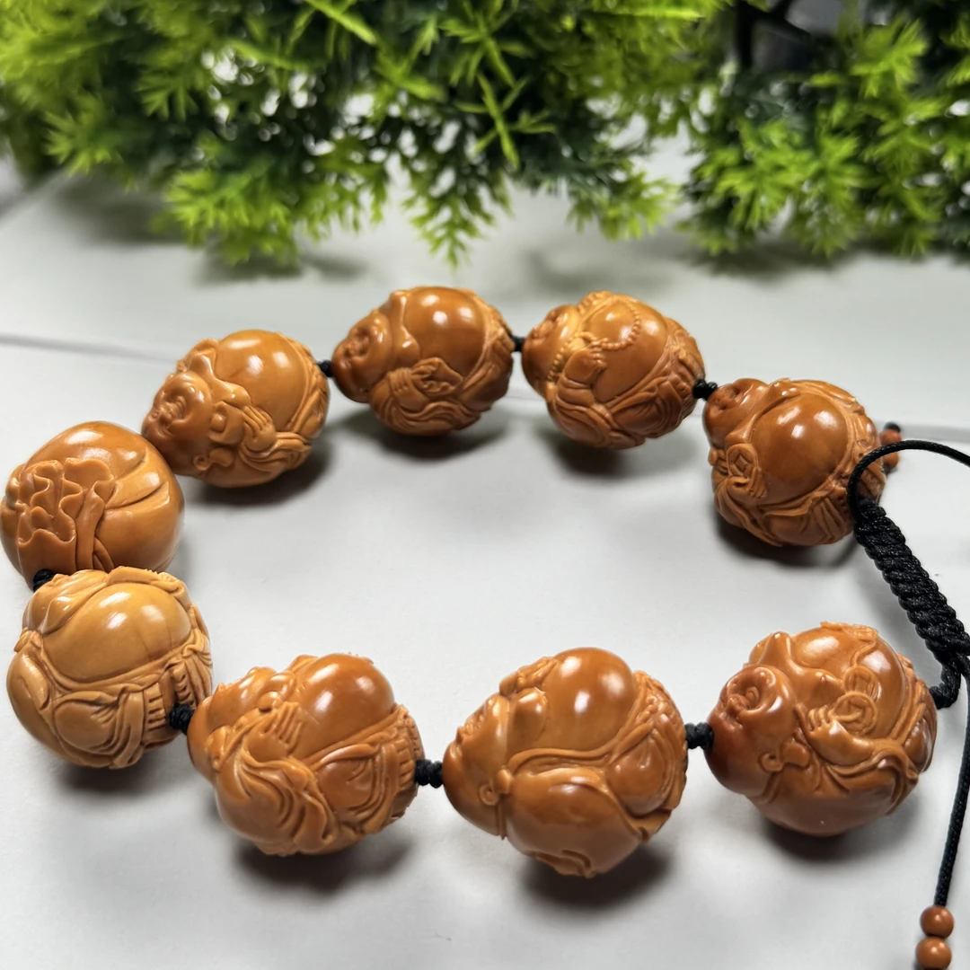 橄榄核雕刻八大弥勒手链 2.2cm大籽雕刻