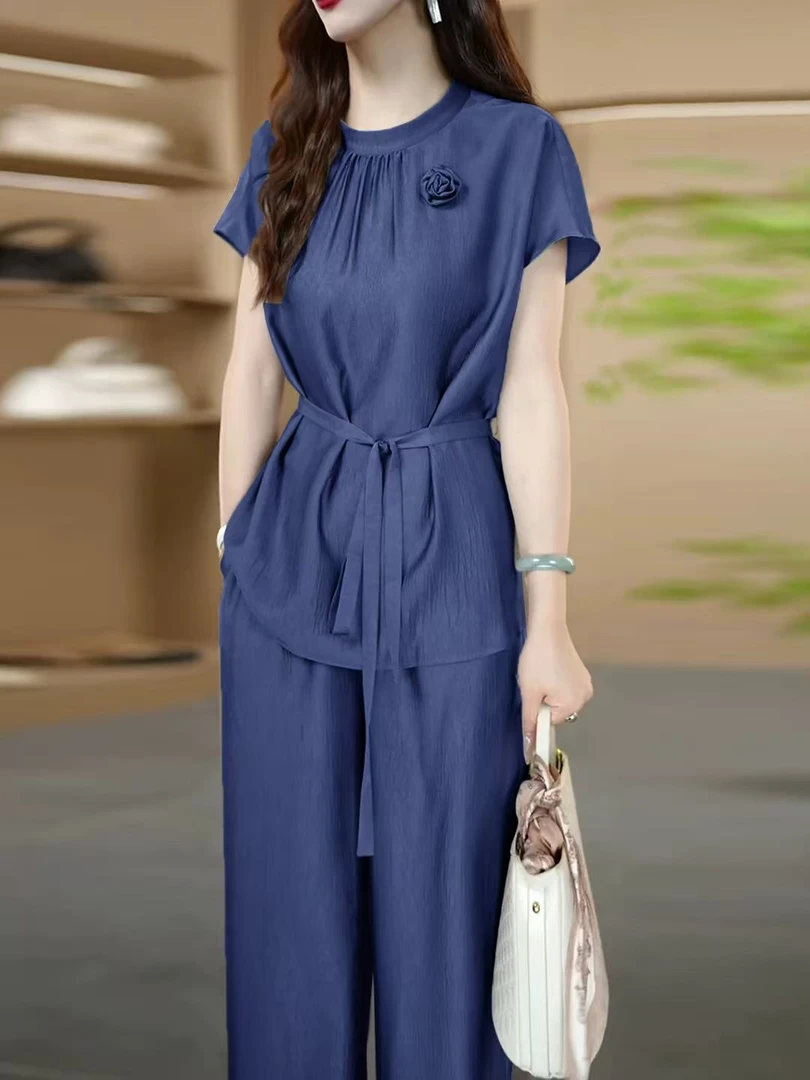 1080套装新款夏季薄款时髦洋气质减龄轻奢高级感休闲裤子