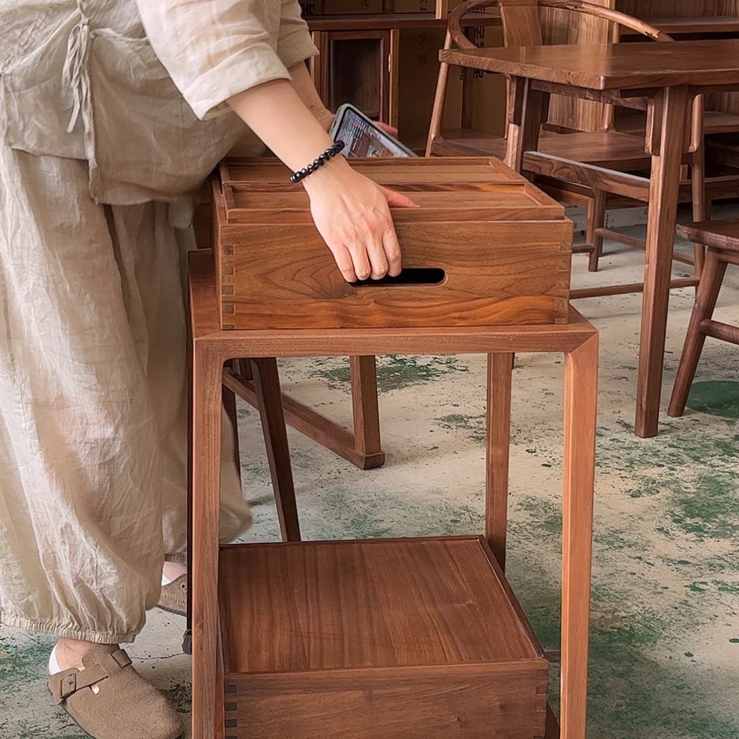 黑胡桃木移动组合茶台