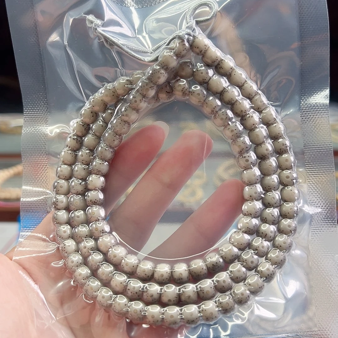 手串星月菩提Fqh7*6玉化冰透 贯穿通体 针尖星