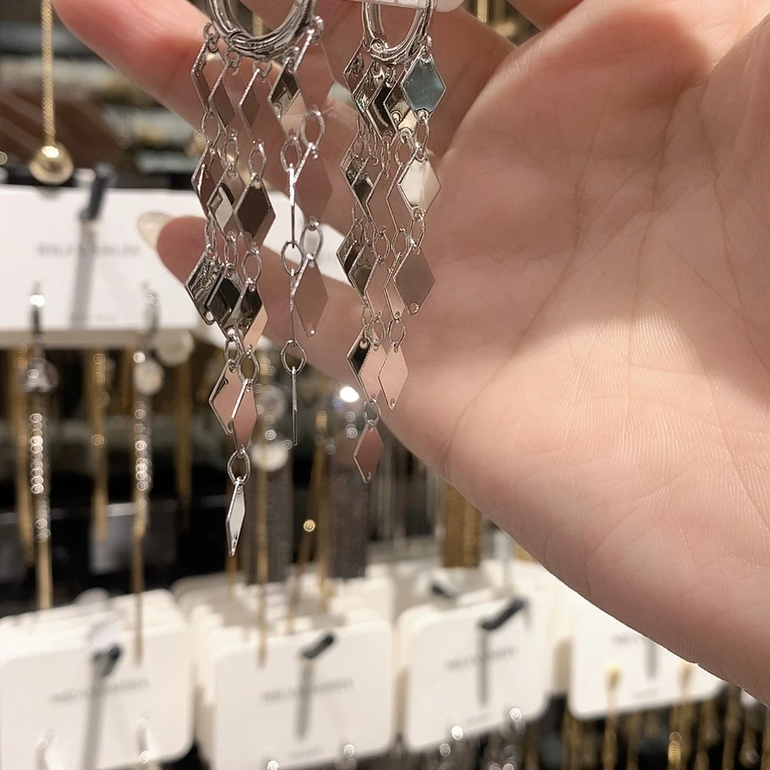 铜合金925银菱形耳扣流苏