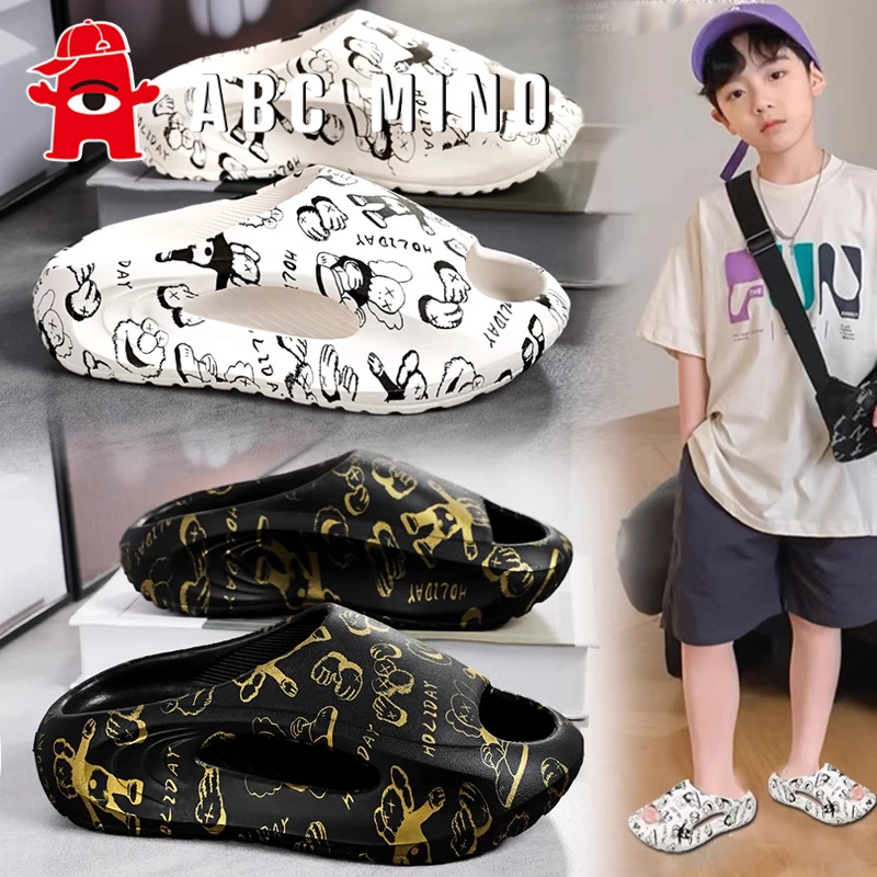 ABC MINO男童拖鞋夏季2025新款软底外穿儿童凉拖男孩踩屎感一字拖