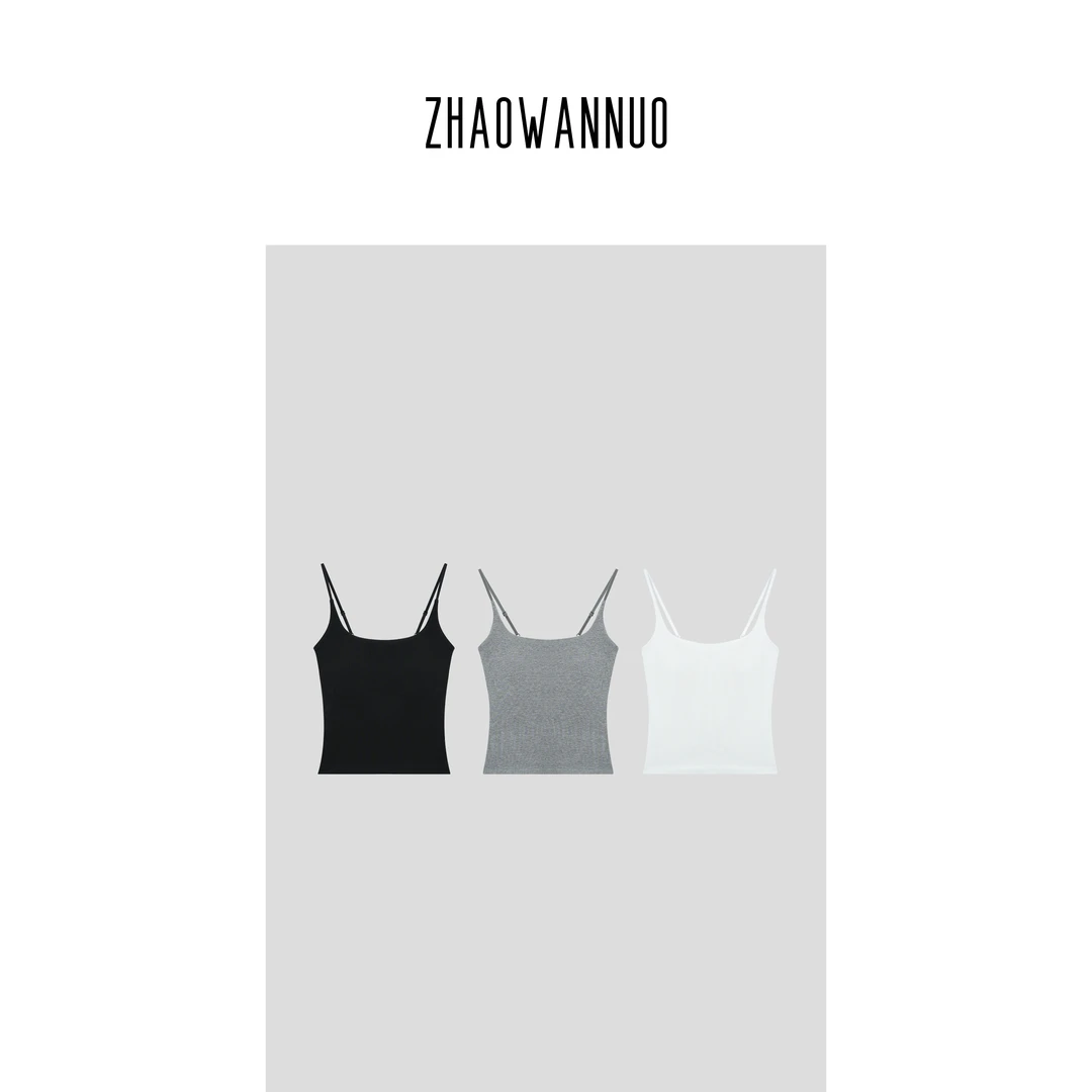 ZHAO WANNUO 丨秋冬磨毛版莫代尔棉带胸垫（默认黑白灰）背心WN0160