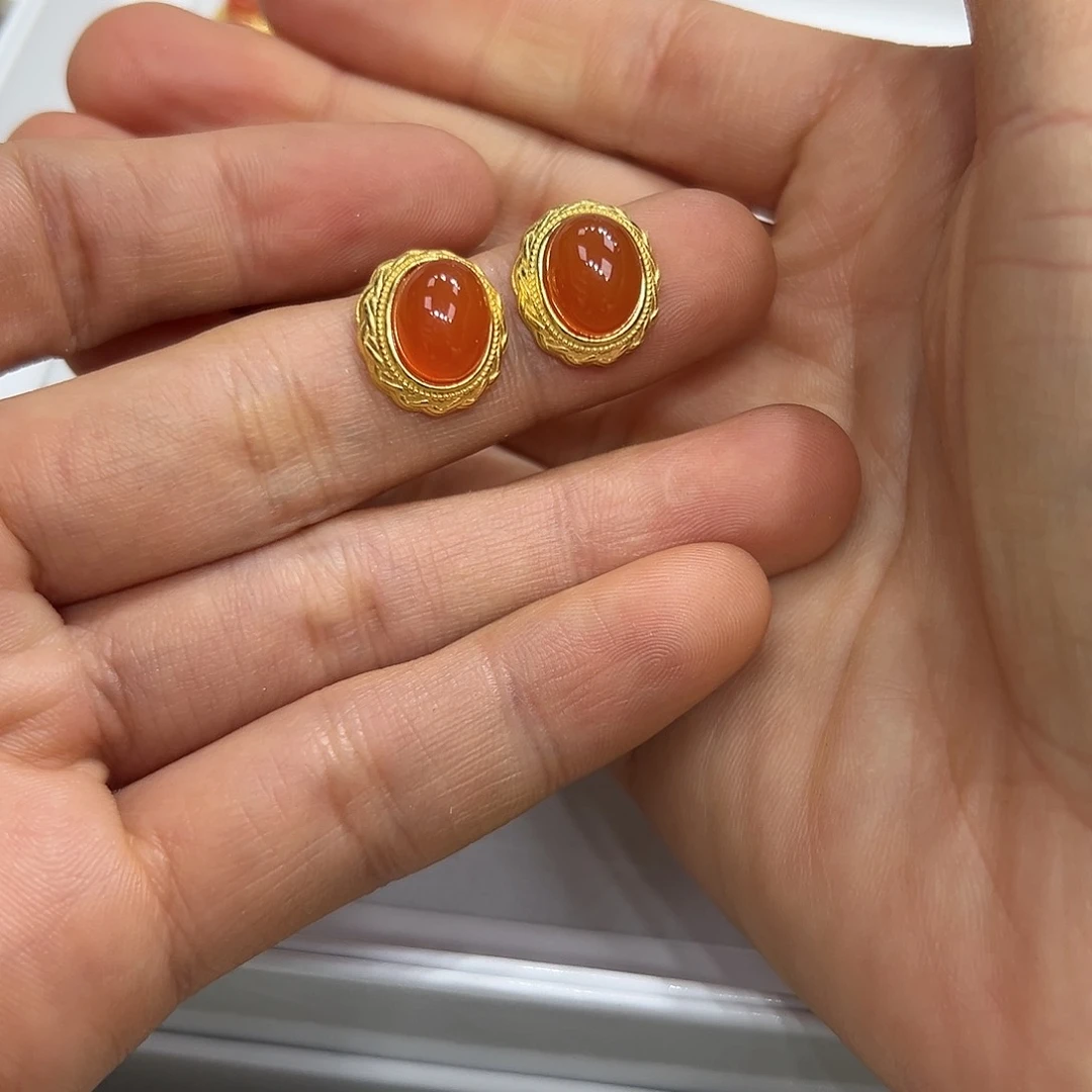 南红玛瑙耳饰银S925镶嵌?
