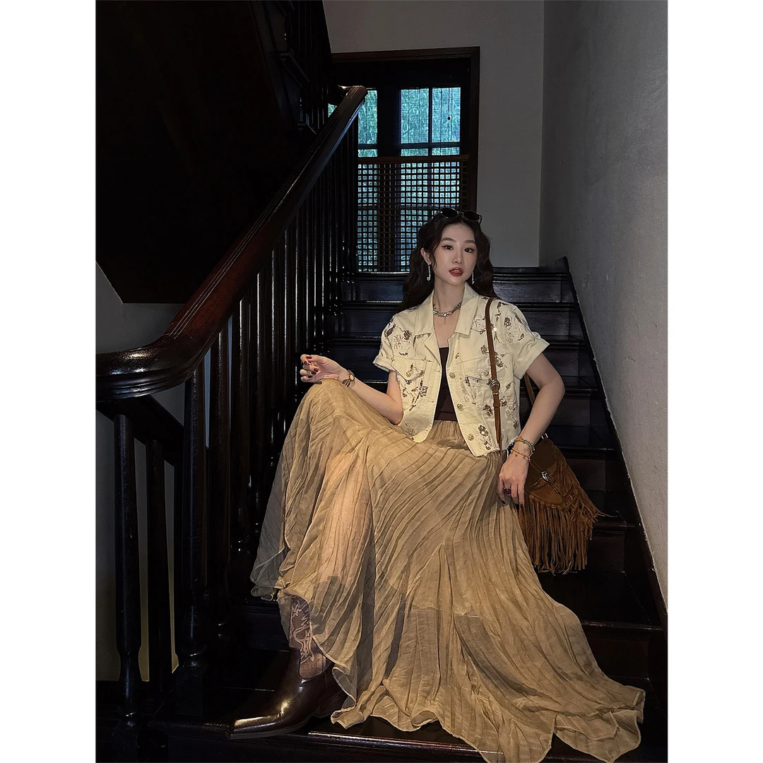 三吉黑花【境花辞】炒色不规则鱼尾裙2025新款今年流行爆款绝美