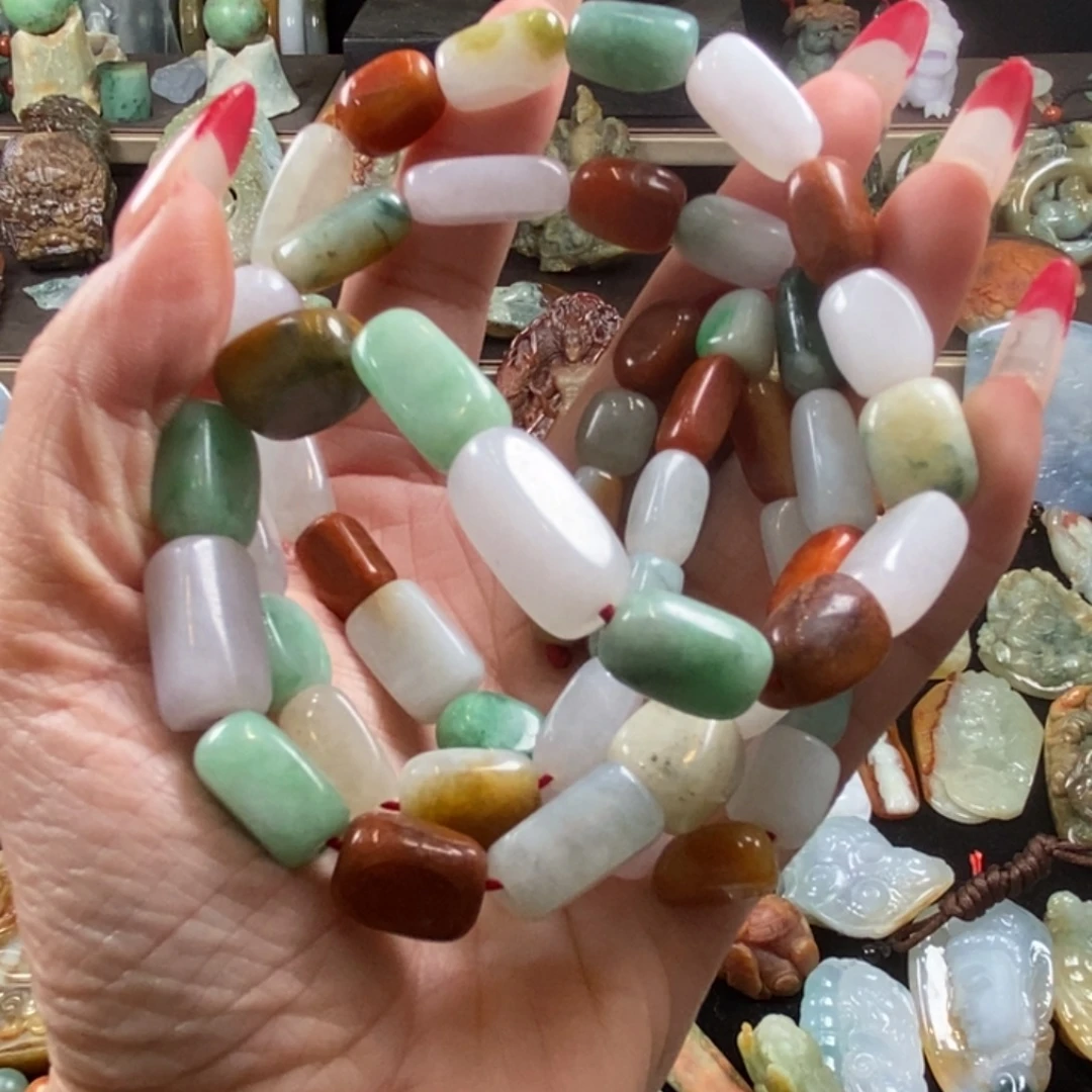 翡翠未镶嵌手链腾冲老料随形长串