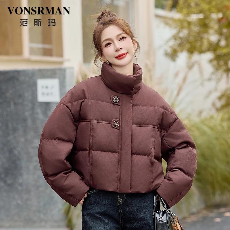 加厚短款羽绒服女冬2025新款小个子高端时尚洋气韩版设计感面包服