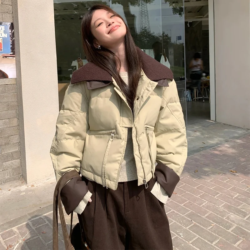 高级感洋气拼接撞色长袖棉服女2025新款时尚潮流减龄气质显瘦衣服