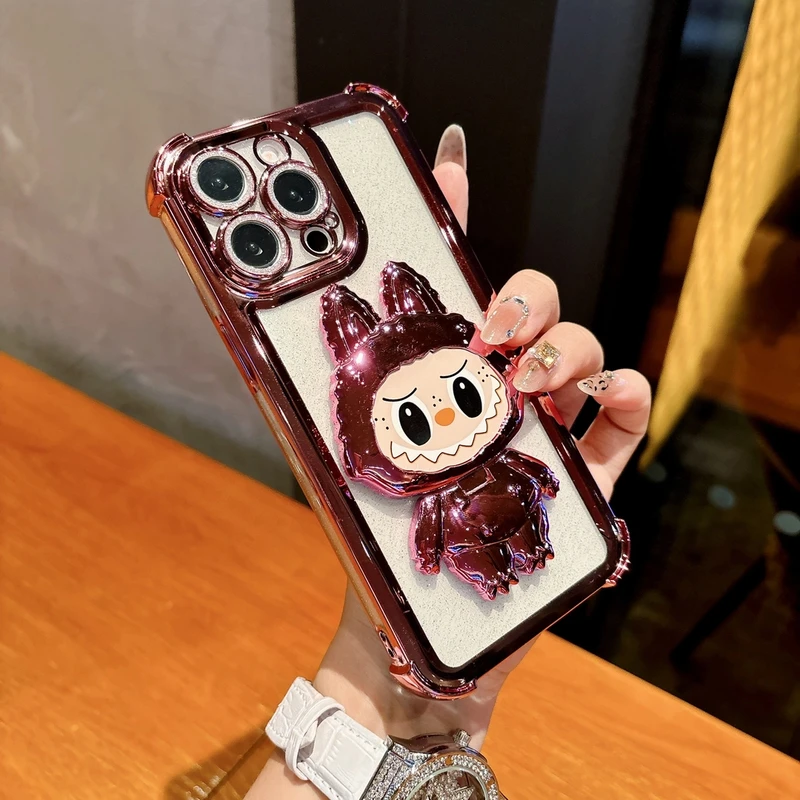 镜子支架适用苹果16promax手机壳iphone15自带闪粉镜头膜女